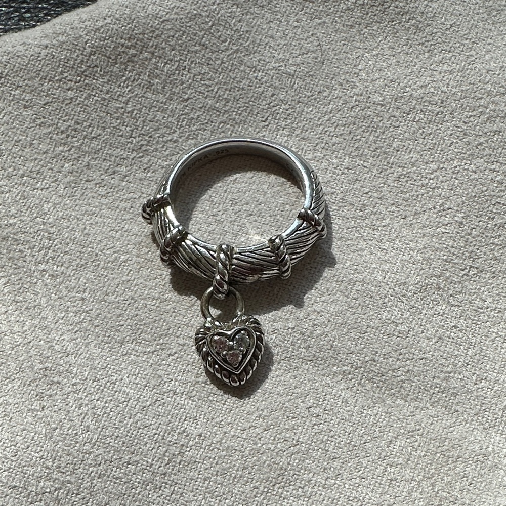 Judith Ripka Silver Heart Charm Ring